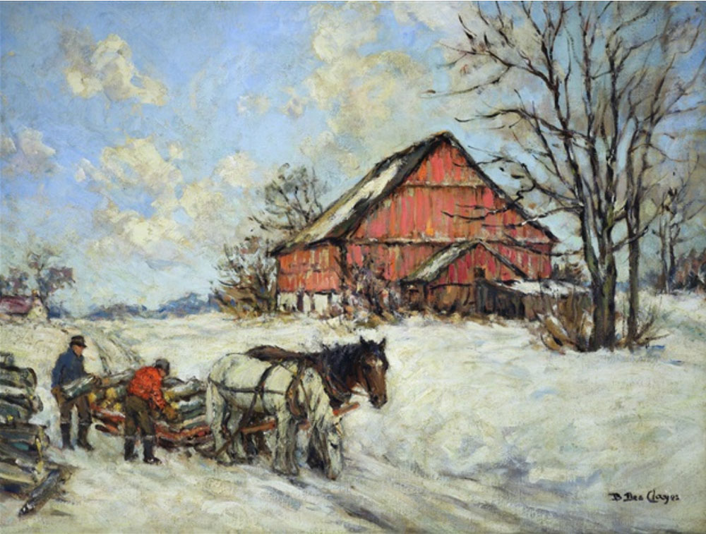 Des Clayes, Berthe : Loading Logs on the Farm
