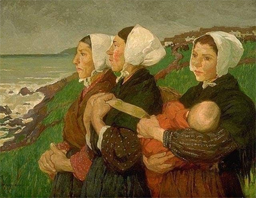 Eastlake, M. A. Bell : Mobilization Day, 1914 : French Fisherwomen watching the departure of the Fleet