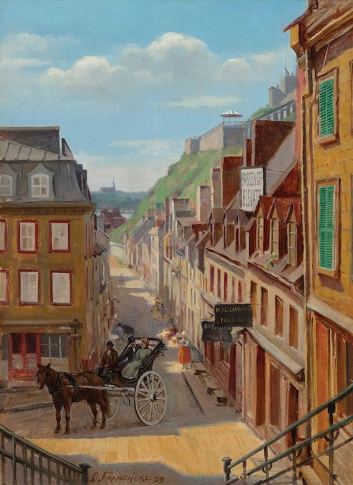 Franchère, Joseph-Charles : Le fiacre, rue Champlain, ville de Québec