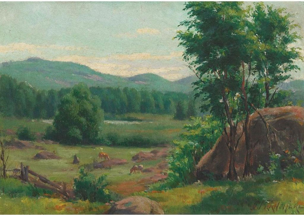 Franchère, Joseph-Charles : Pasture With Grazing Cattle