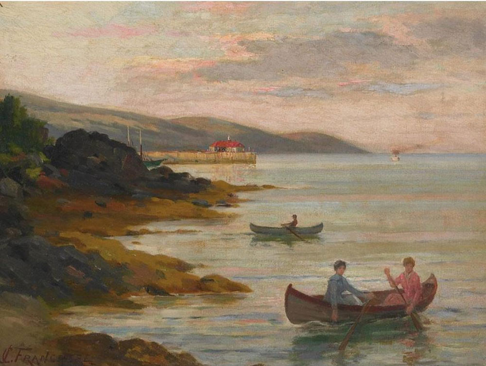 Franchère, Joseph-Charles : Lake Scene With Boaters