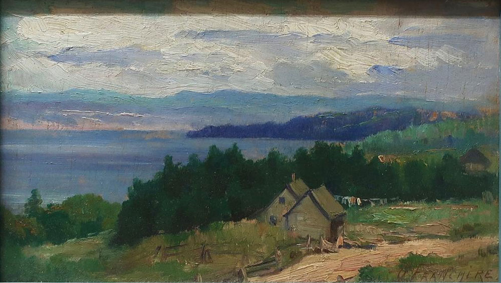 Franchère, Joseph-Charles : Untitled (Farm By Lake)