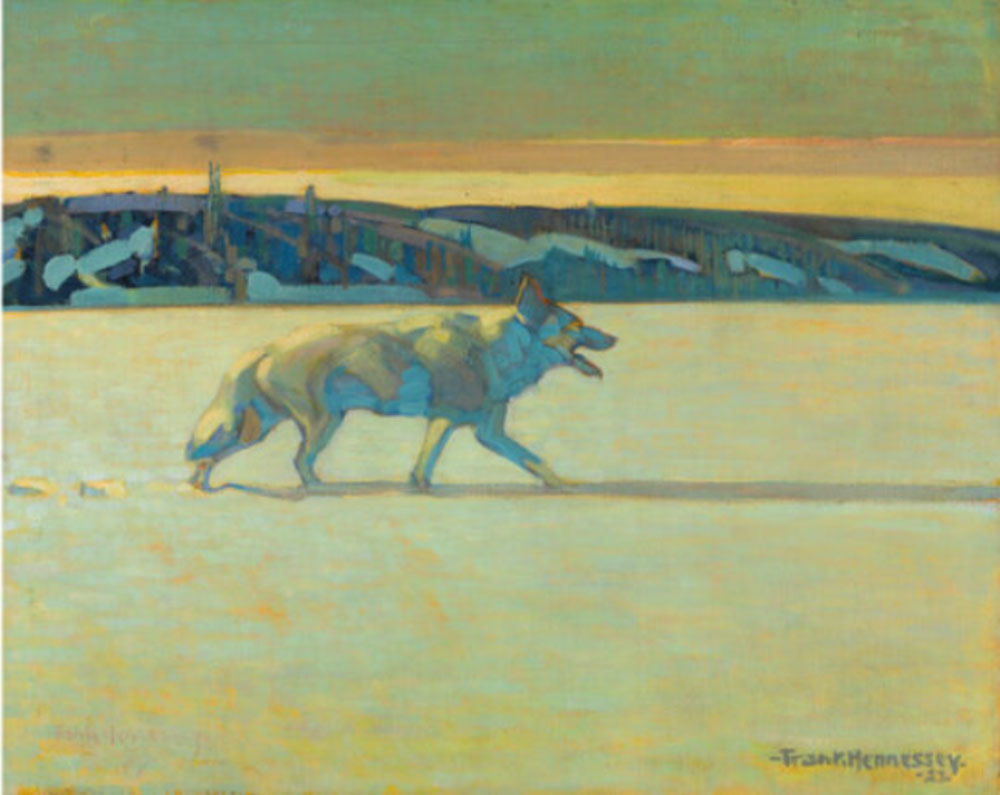 Hennessey, Frank : Loup traversant un lac (Wolf crossing a lake)
