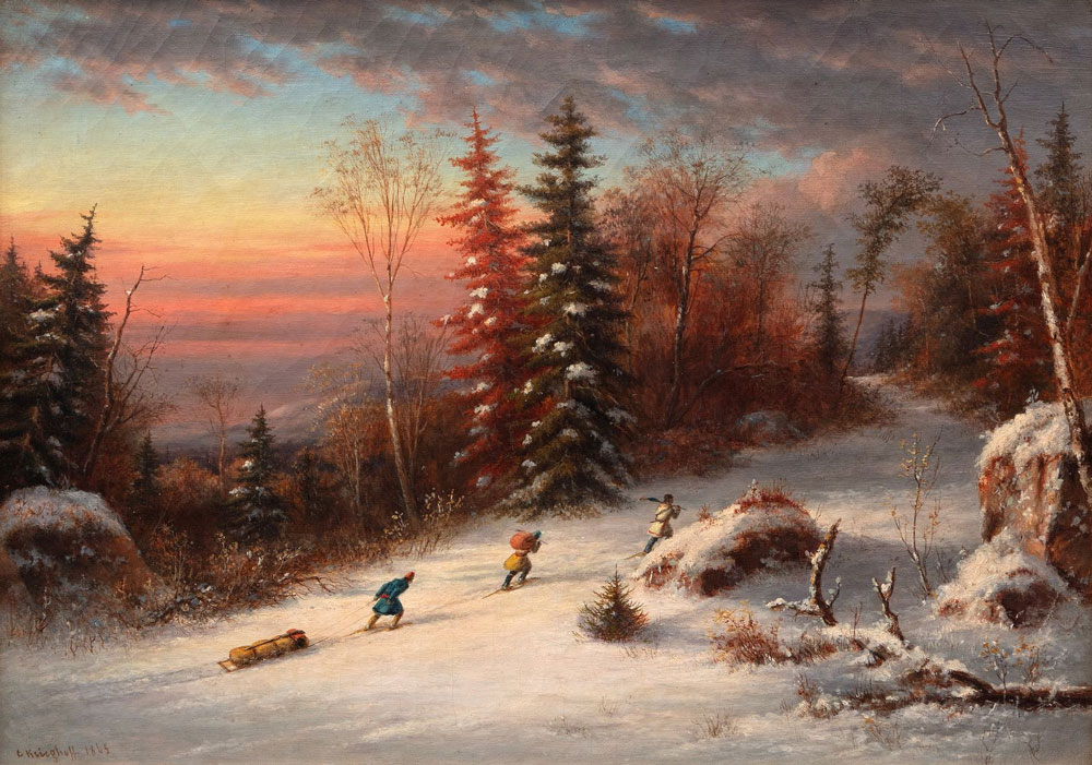 Krieghoff, Cornelius :  Sunset in the Woods