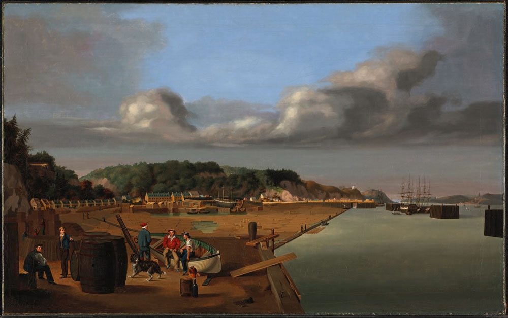 Todd, Robert Clow : Le chantier maritime d'Allan Gilmour and Company à l'anse au Foulon. à Québec, vu de l'ouest