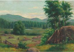 Franchère, Joseph-Charles : Pasture With Grazing Cattle