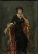 Franchère, Joseph-Charles : Portrait Of A Seated Woman In A Black Dress