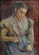 Franchère, Joseph-Charles : Femme assise au chapelet
