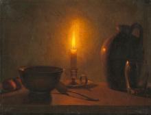 Leduc, Ozias : Nature morte - Étude à la lumière d'une chandelle (Still-life, Study by Candlelight)
